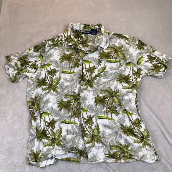 Puritan Mens Hawaiian Shirt XL Palm Tree Print Rayon Tropical Beachwear - Picture 6 of 7